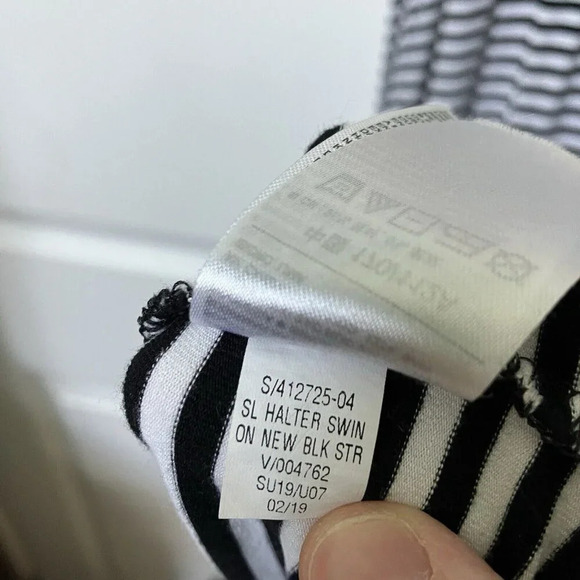 Old Navy Midi Dress Womens XL Black White Stripe XL Stretch Jersey Coastal - Picture 4 of 5